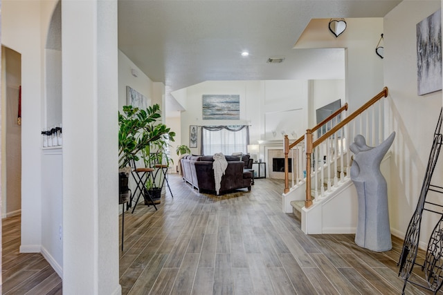 foyer entrance featuring hardwood / wood-style flooring