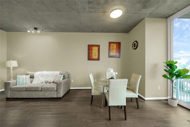 dining room with dark wood-type flooring