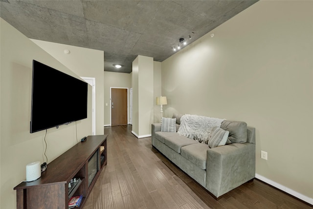 living room featuring dark hardwood / wood-style floors