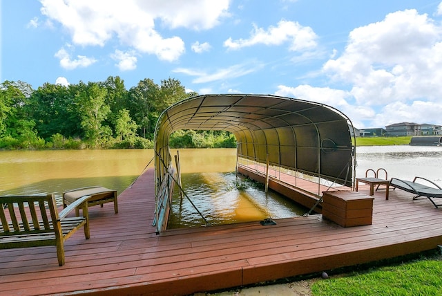 dock area featuring a water view