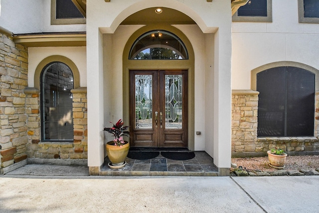 entrance to property with french doors