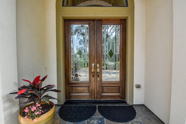 doorway to property with french doors