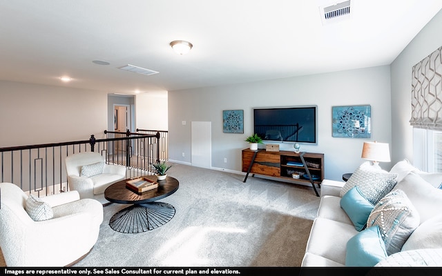 living room with carpet floors