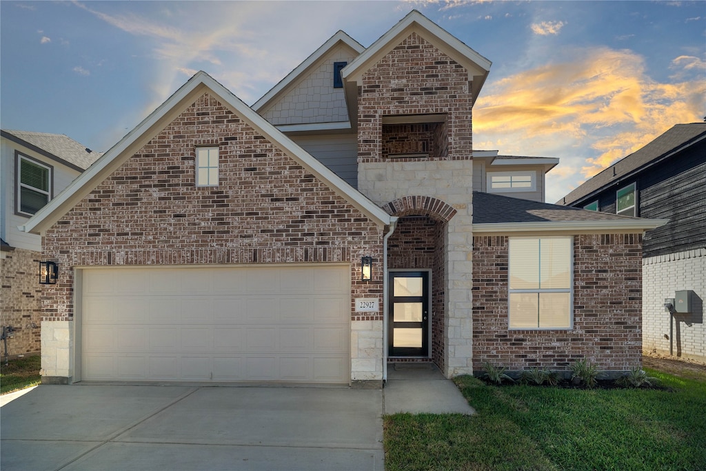 view of front property with a garage