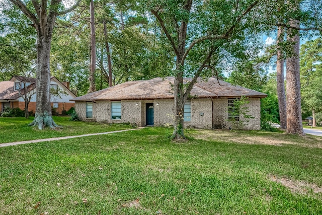 ranch-style house featuring a front lawn