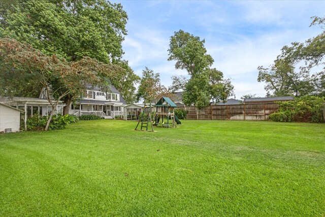 view of yard with a playground