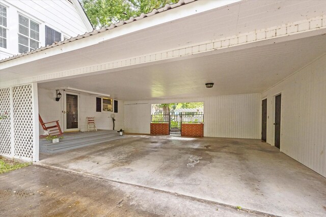 exterior space featuring a carport