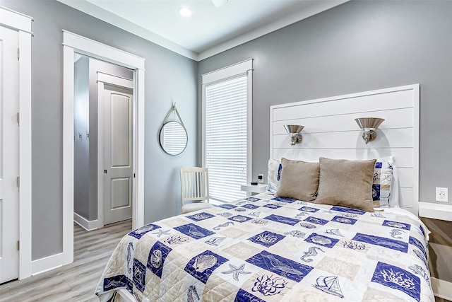 bedroom featuring light wood-type flooring