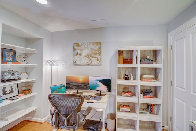 office space featuring light hardwood / wood-style flooring