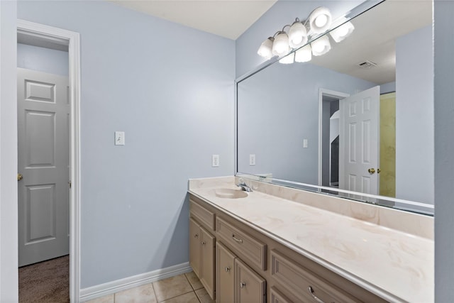 bathroom with tile patterned floors and vanity