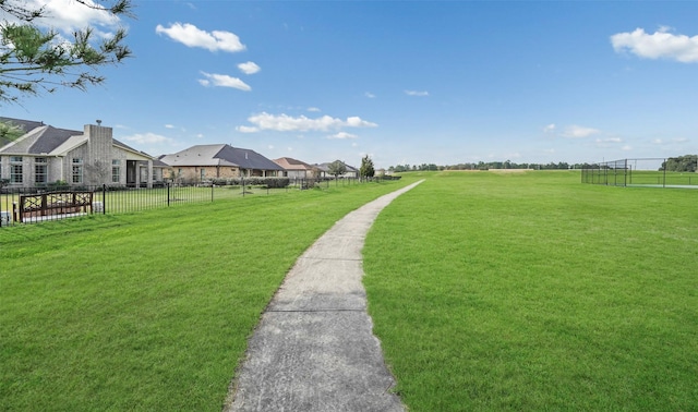 view of community with a lawn