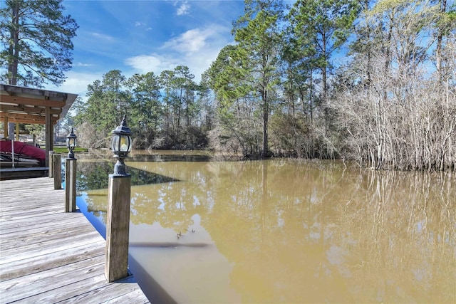 view of dock featuring a water view