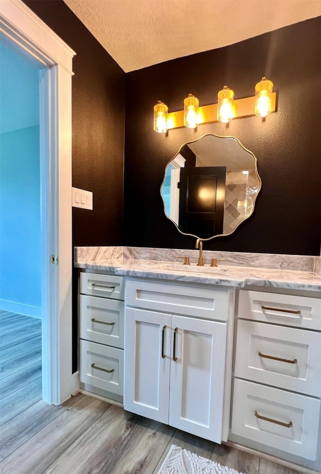 bathroom with vanity and wood finished floors