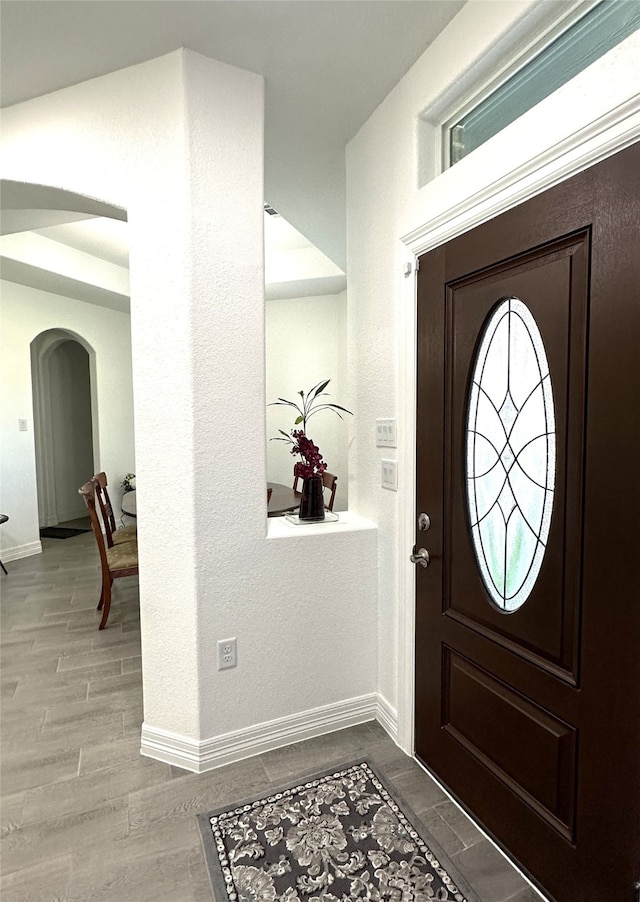 foyer featuring light hardwood / wood-style floors