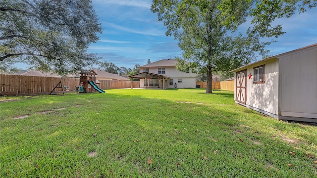 view of yard with a playground