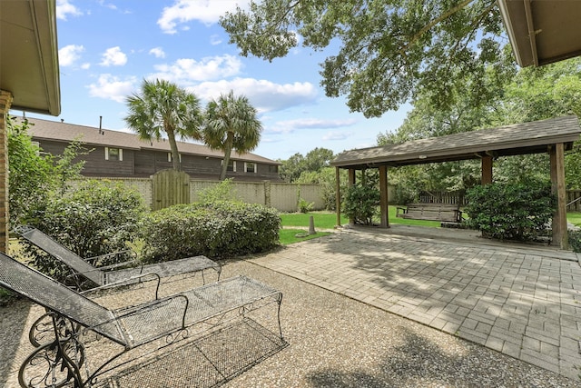 view of patio featuring a gazebo