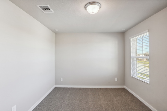 empty room featuring carpet floors and a textured ceiling