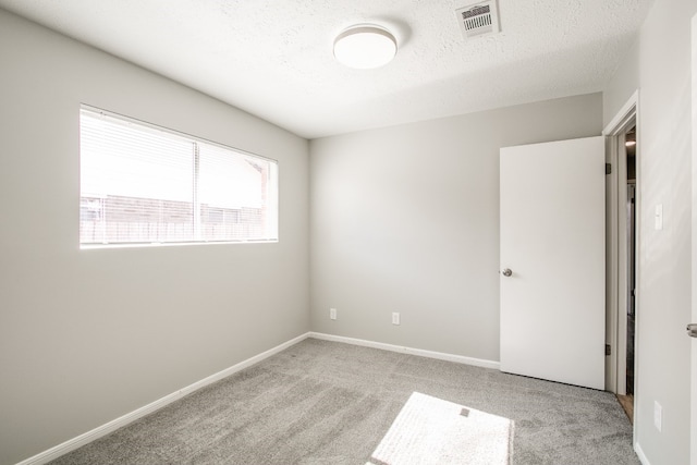 empty room featuring light colored carpet and a textured ceiling