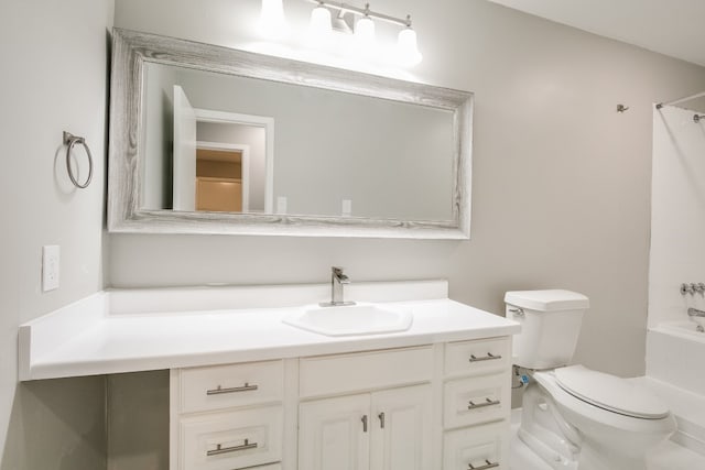 full bathroom featuring vanity, toilet, and tub / shower combination