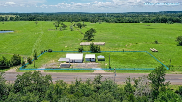 aerial view featuring a rural view