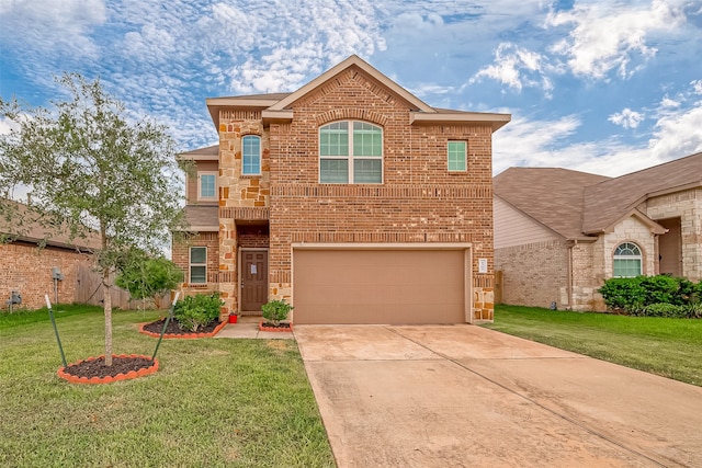 front of property featuring a garage and a front yard