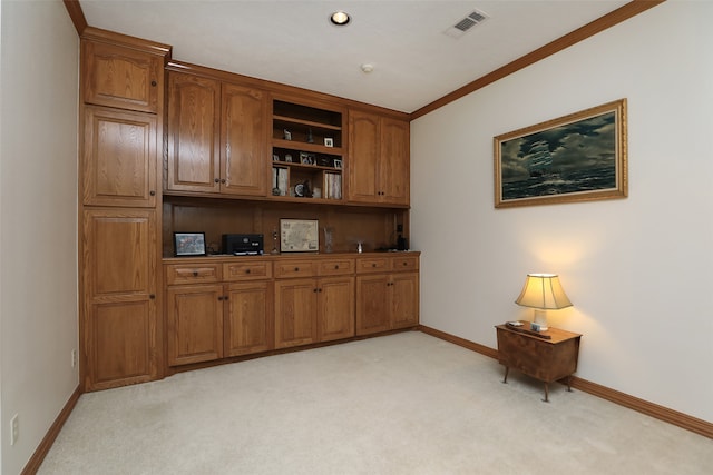 interior space featuring crown molding