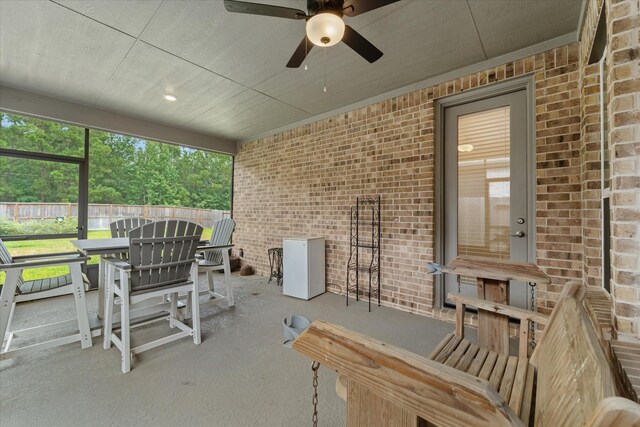 view of patio with ceiling fan