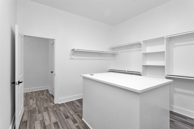 spacious closet featuring dark hardwood / wood-style floors