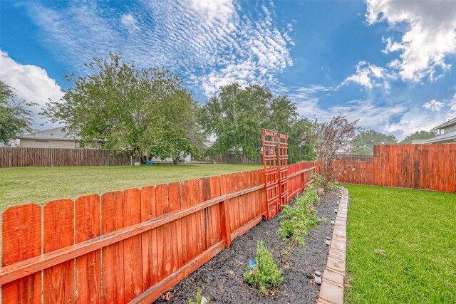 view of yard with a fenced backyard