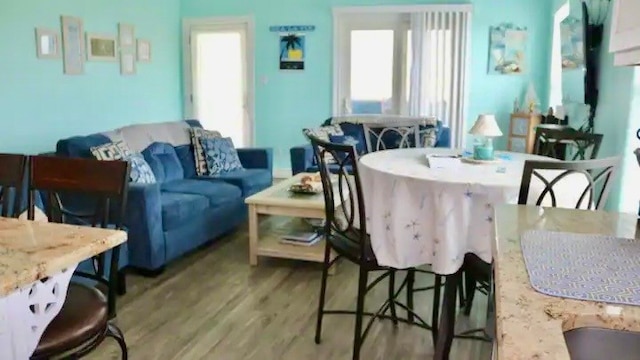 dining space featuring hardwood / wood-style flooring