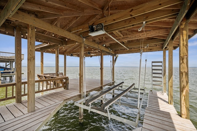 dock area featuring a water view