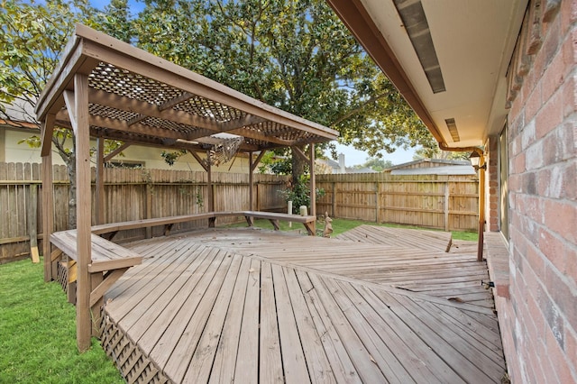 deck featuring a pergola