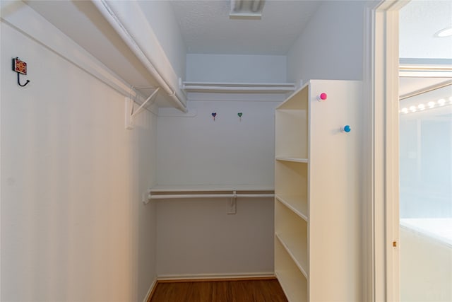 spacious closet featuring hardwood / wood-style flooring