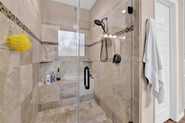 bathroom featuring walk in shower