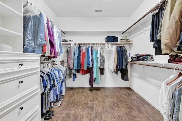 spacious closet with hardwood / wood-style flooring