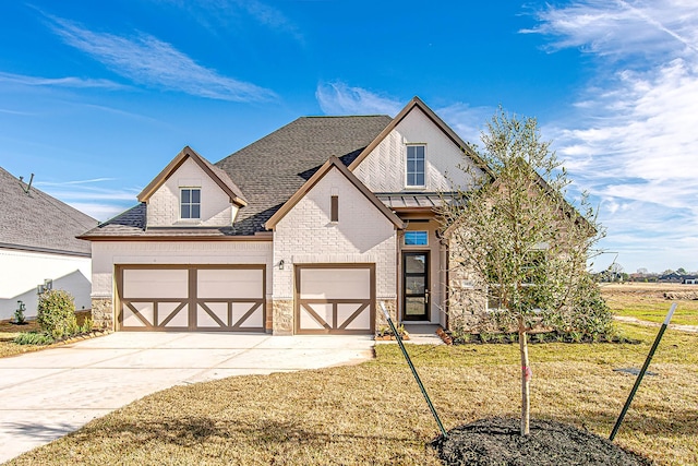 view of front of home featuring a garage and a front yard