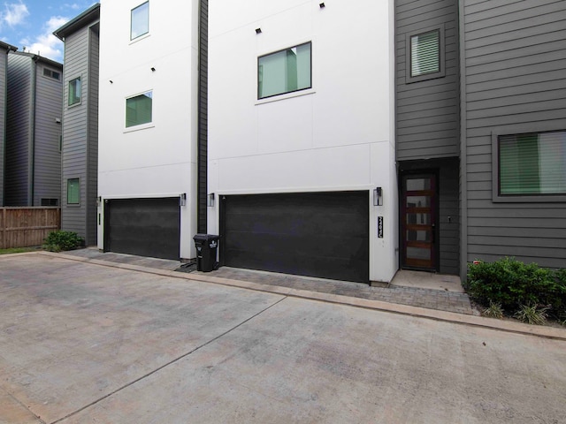 exterior space with a garage