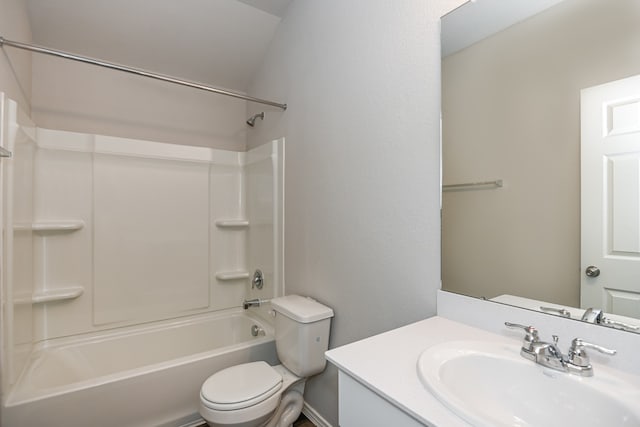 full bathroom with toilet, shower / bathing tub combination, and vanity