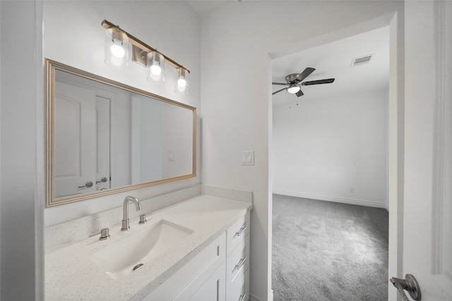 bathroom with vanity and ceiling fan