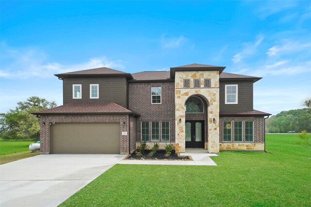 view of front of home featuring a front lawn