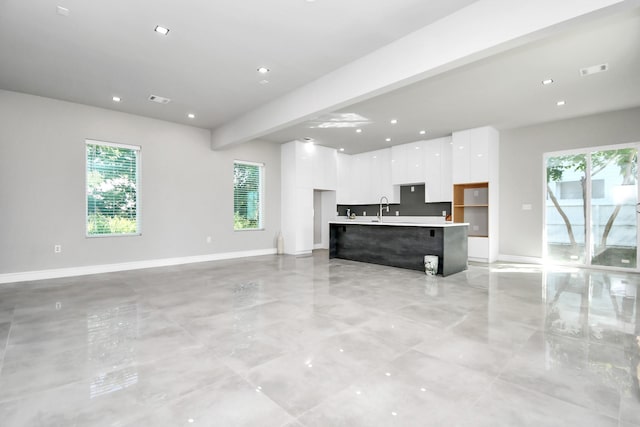 living room featuring sink