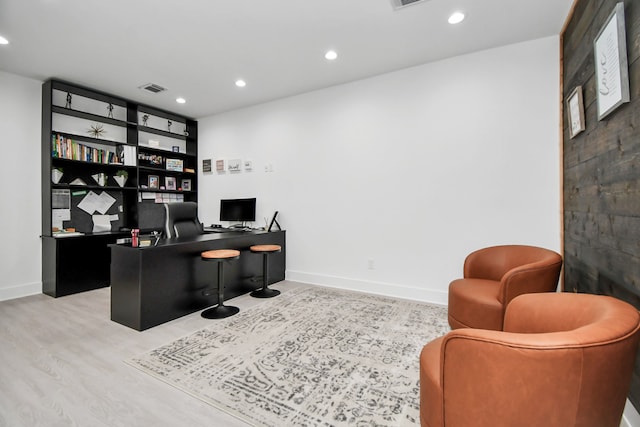 home office featuring light wood-type flooring