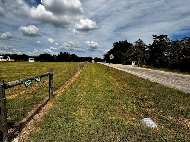 view of road featuring a rural view