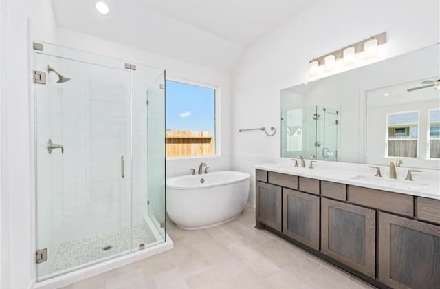 full bathroom featuring a sink and a stall shower