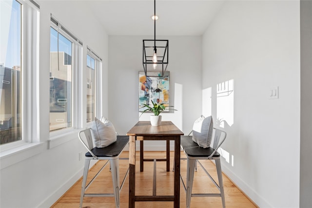 dining area with light hardwood / wood-style floors