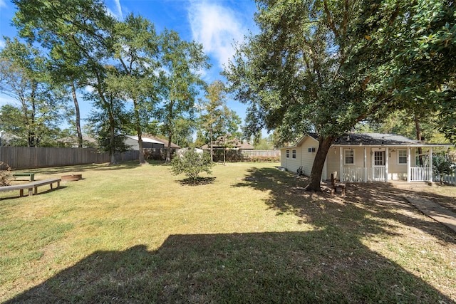 view of yard with a porch