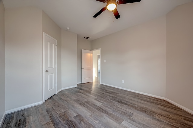 unfurnished bedroom with light hardwood / wood-style flooring and ceiling fan