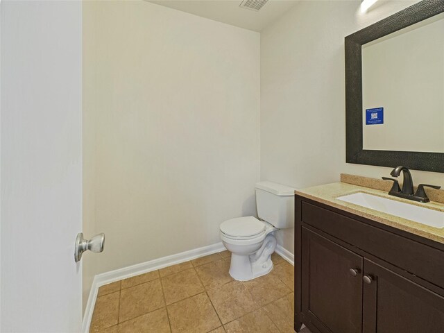 bathroom featuring tile patterned flooring, toilet, and vanity