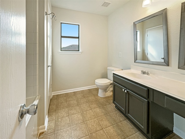 full bathroom with tile patterned flooring, vanity, toilet, and shower / bathing tub combination