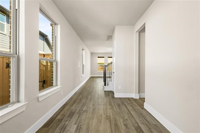 hall featuring dark hardwood / wood-style floors